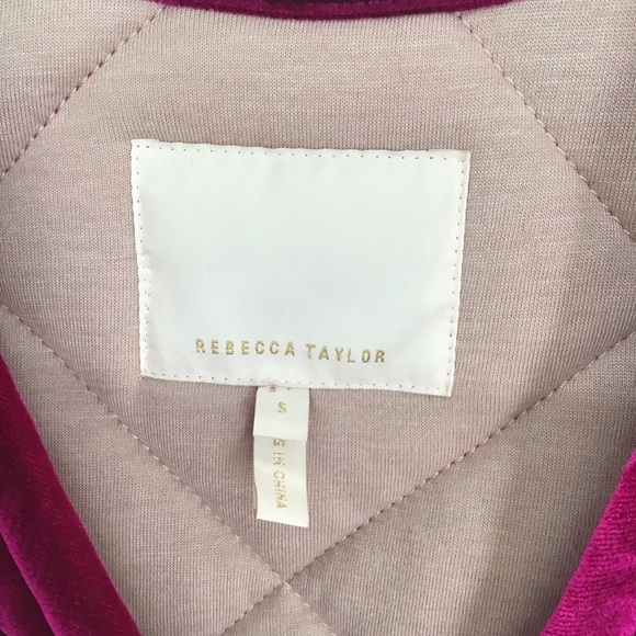 Rebecca Taylor Quilted Velvet Snap-Front Coat Jacket Cranberry Casual Size S - Picture 6 of 12